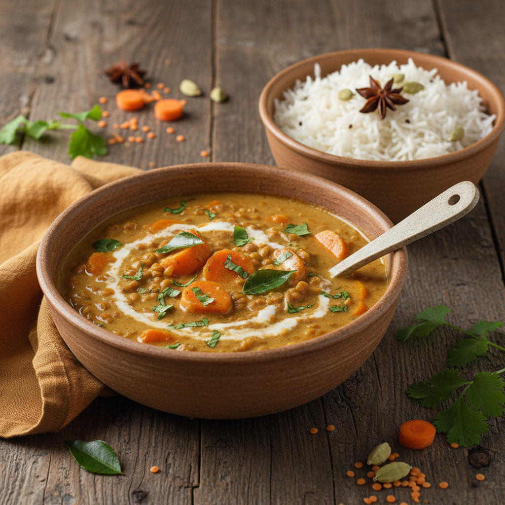Curry de lentilles et carottes au lait de coco