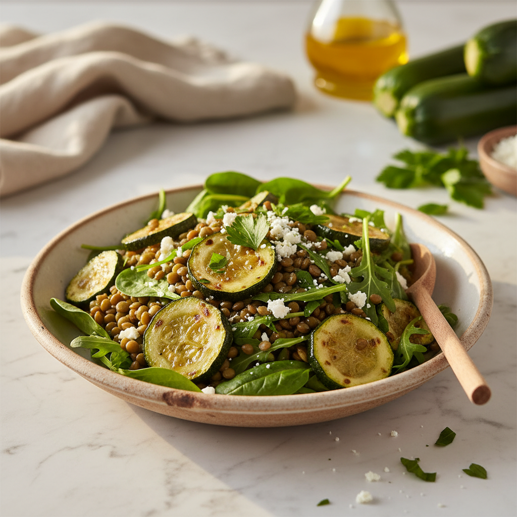Salade Chaude de Lentilles et Courgettes
