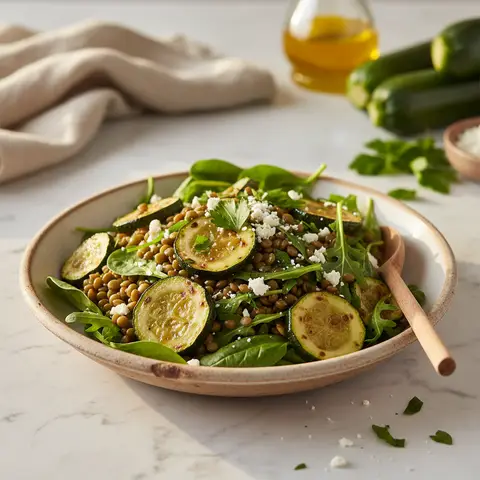 Warmer Linsensalat mit Zucchini