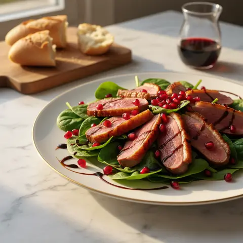 Duck Breast Salad with Spinach and Pomegranate