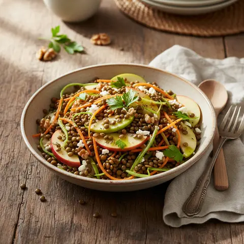 Linsensalat mit Äpfeln und Möhren