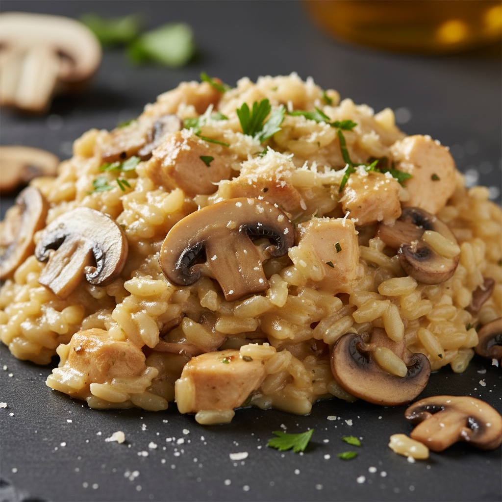 Risotto poulet-champignons à l'italienne