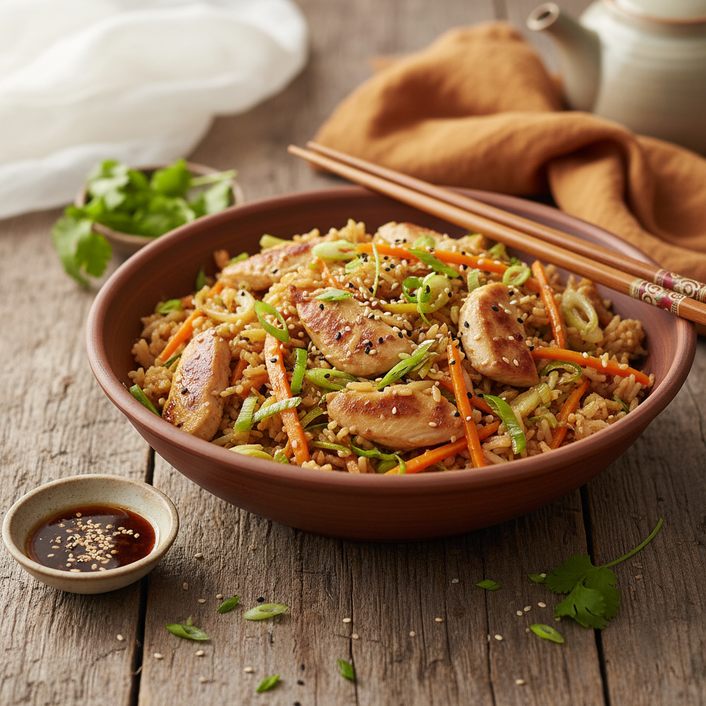 Riz Sauté au Poulet et Légumes