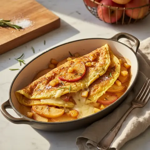 Omelett mit Äpfeln und Gruyère