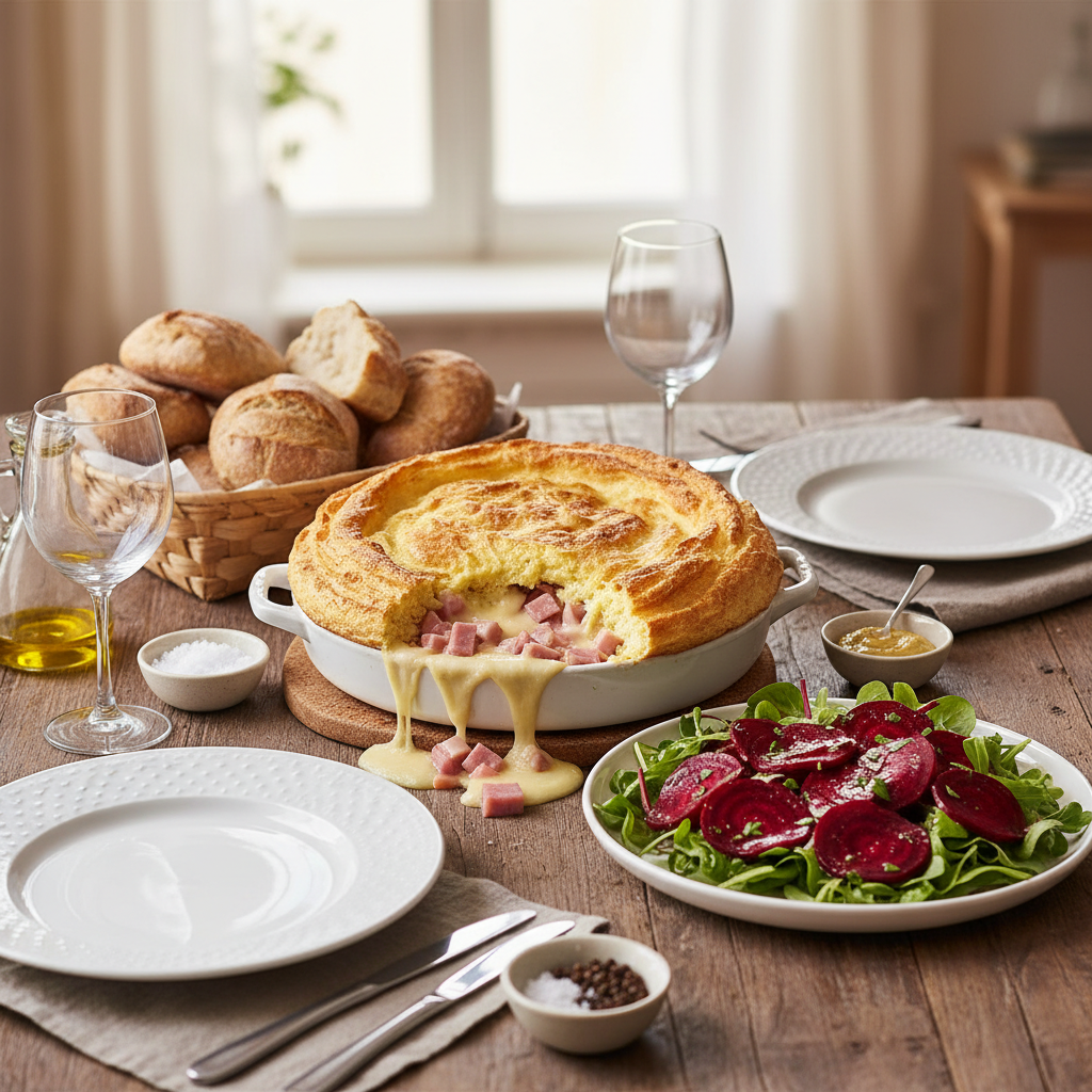 Omelette Soufflée Jambon-Fromage et Salade de Betterave