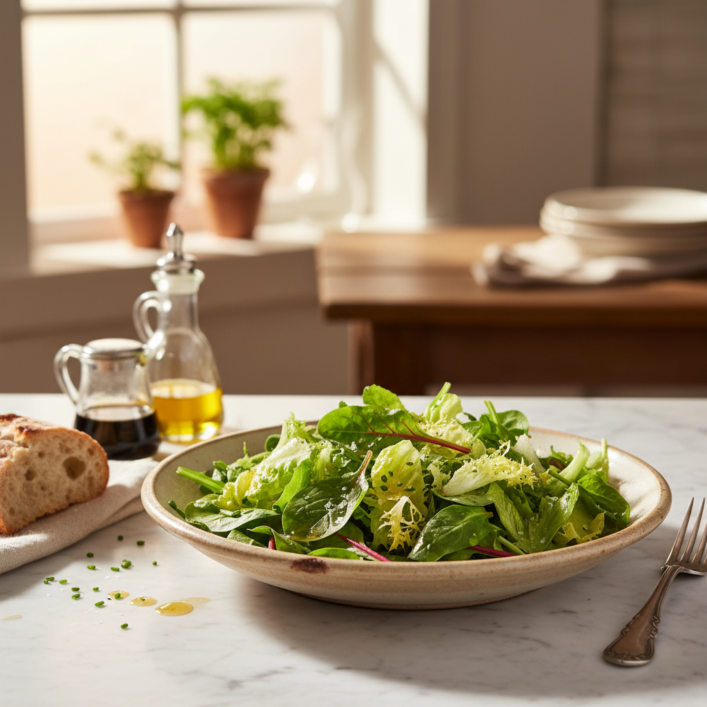 Salade Verte Simple avec Vinaigrette