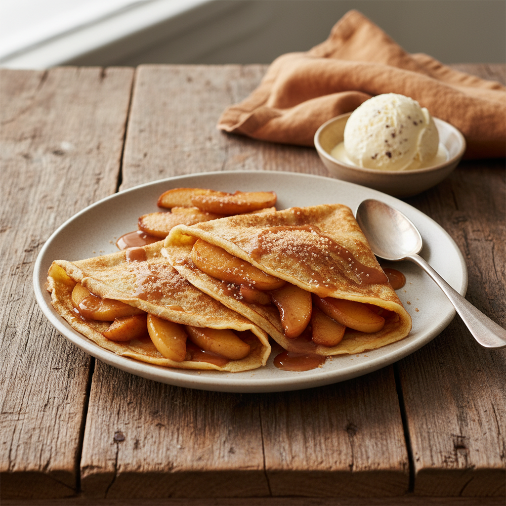 Crêpes Sucrées aux Pommes et Caramel