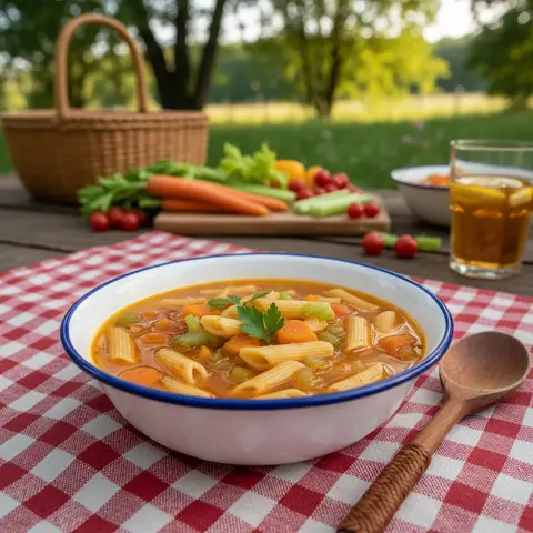 Gemüse- und Nudelsuppe