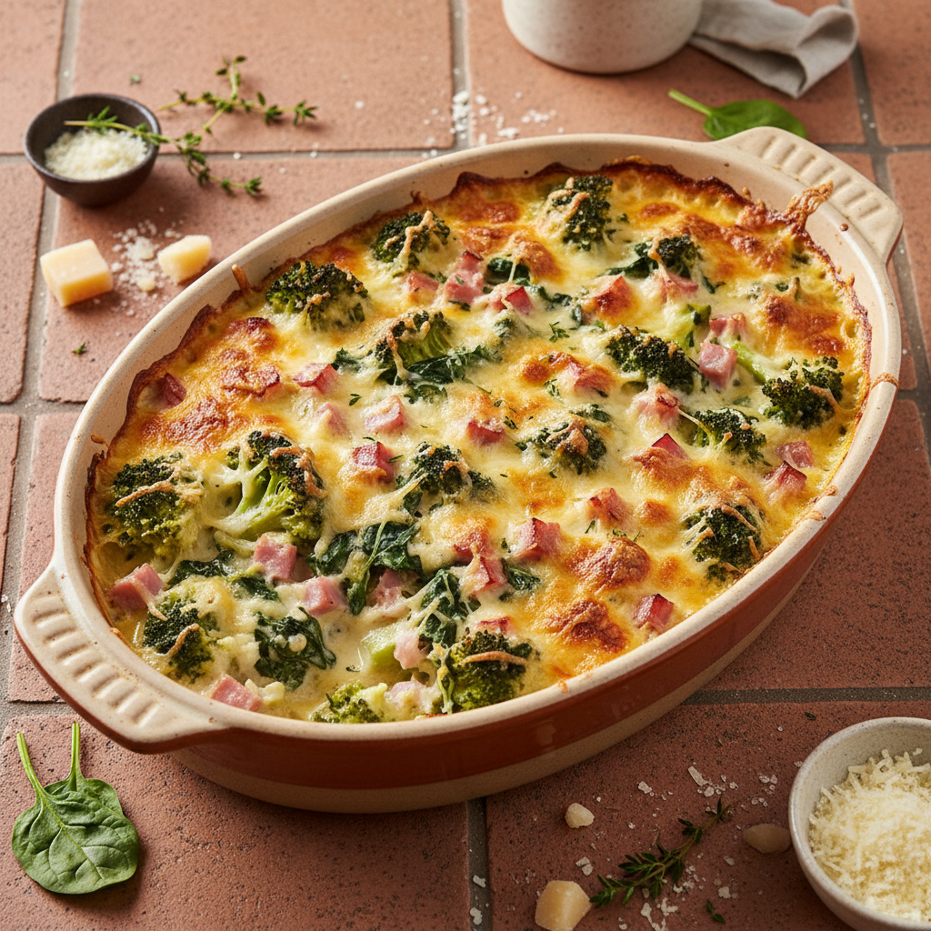 Gratin de Brocoli et Épinards au Fromage