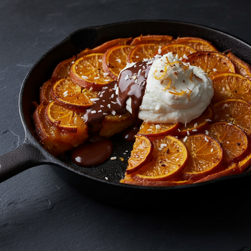 Tarte Tatin de Patates Douces et Oranges Caramélisées