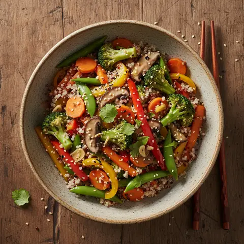 Asiatisches Gemüse-Quinoa mit Tofu
