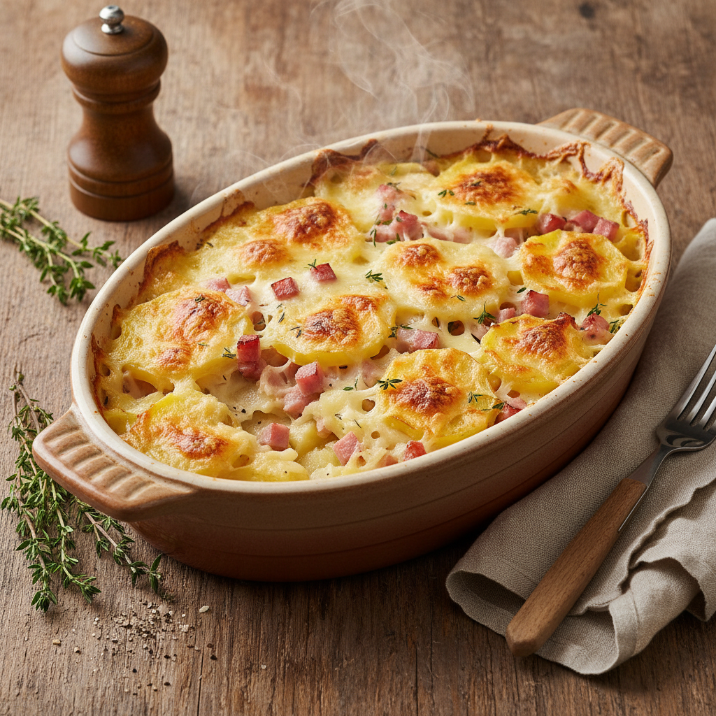 Gratin de pommes de terre et jambon