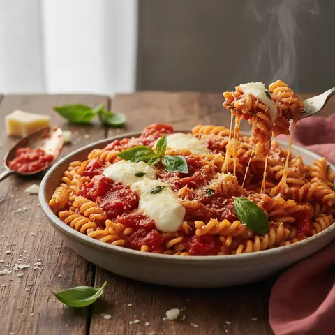 Italian Pasta with Tomato Sauce and Cheese