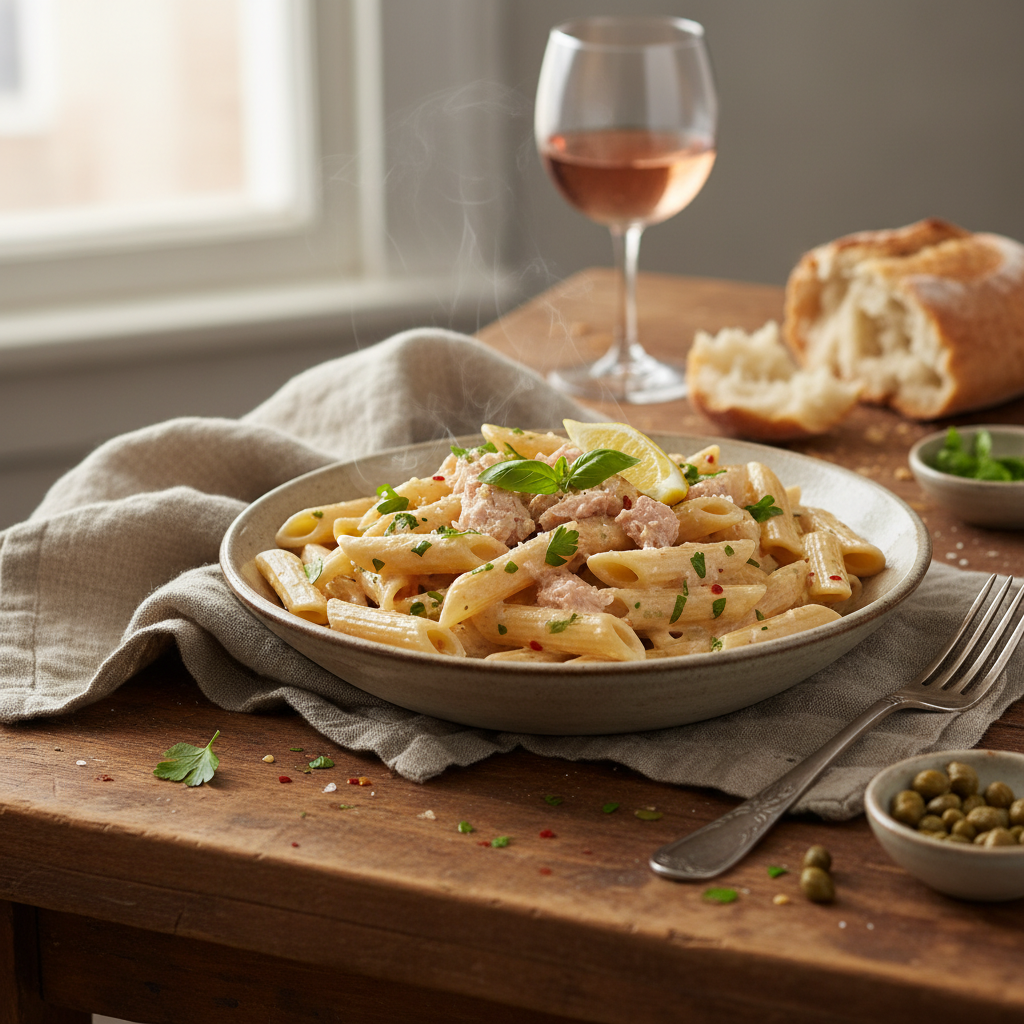 Penne à la Crème et Thon