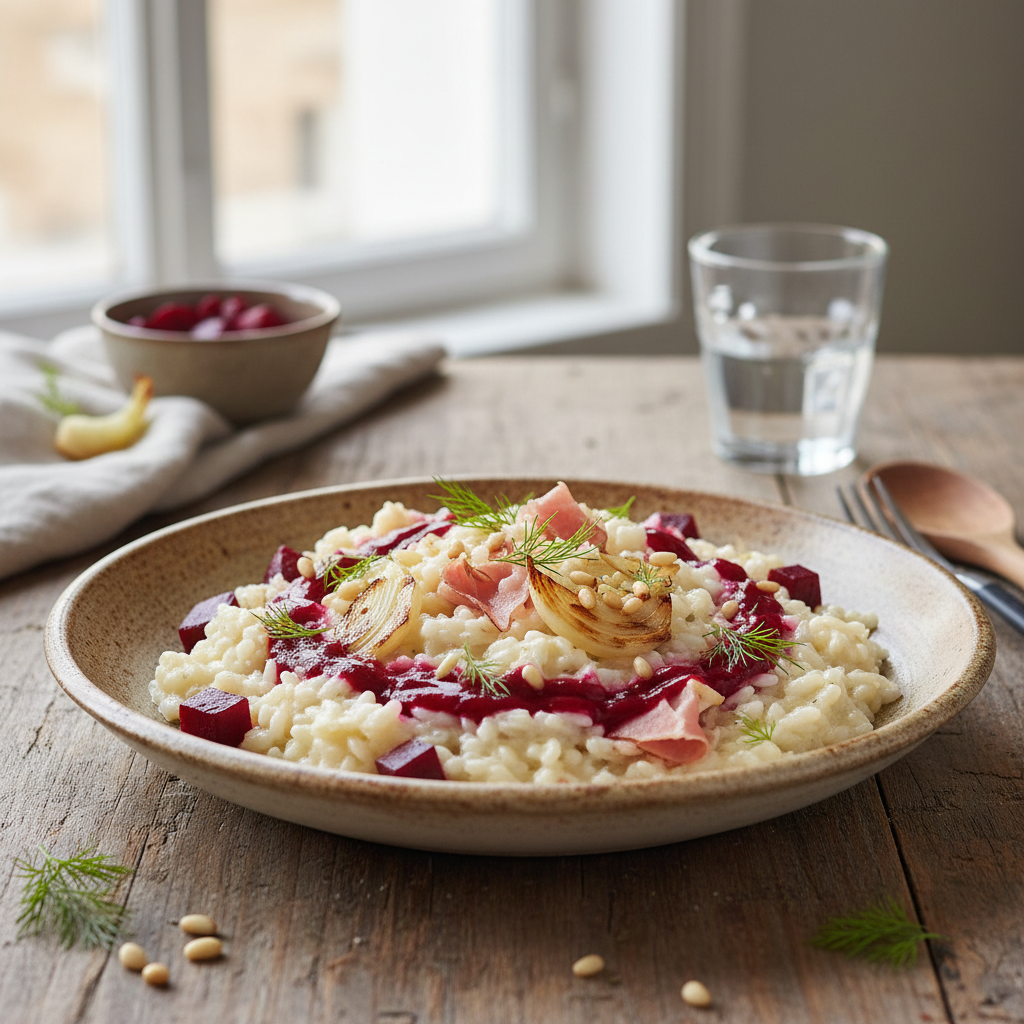 Risotto Jambon-Fenouil avec Réduction de Betterave