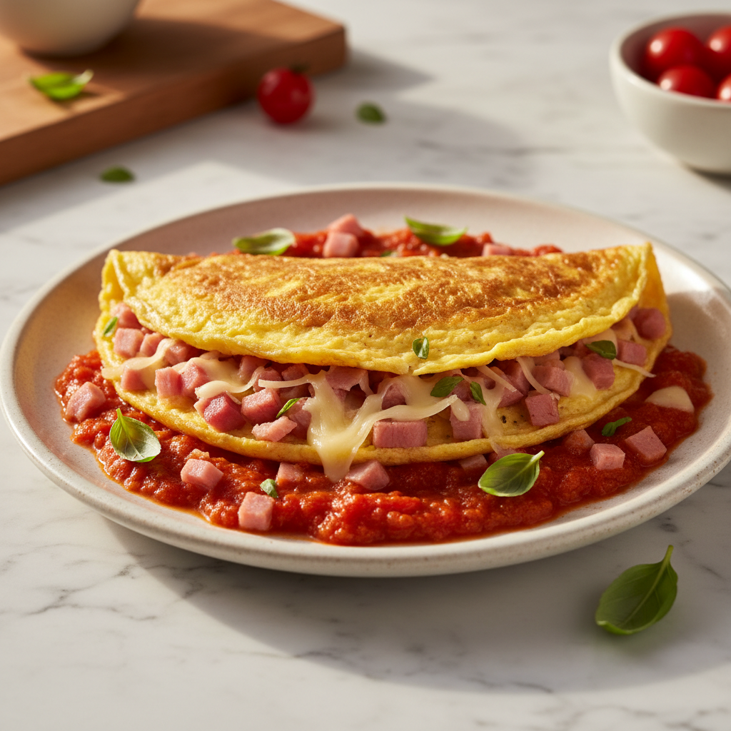 Omelette Jambon-Gruyère avec Sauce Tomate