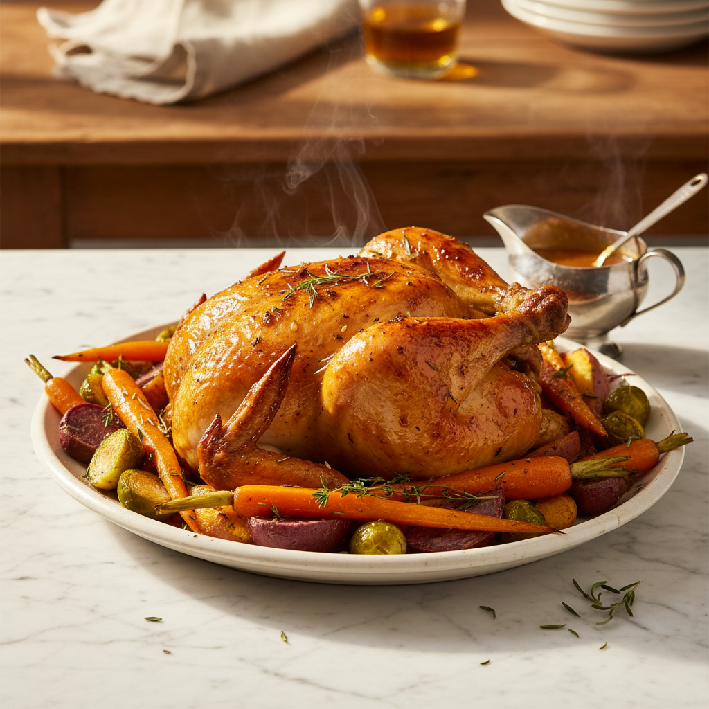 Poulet rôti sauce pomme miel