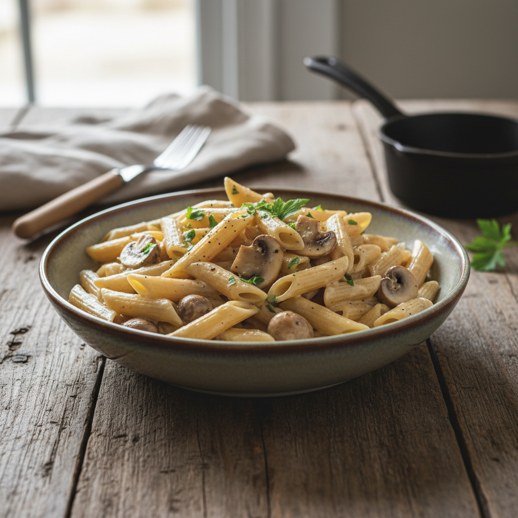 Penne à la Crème et Champignons