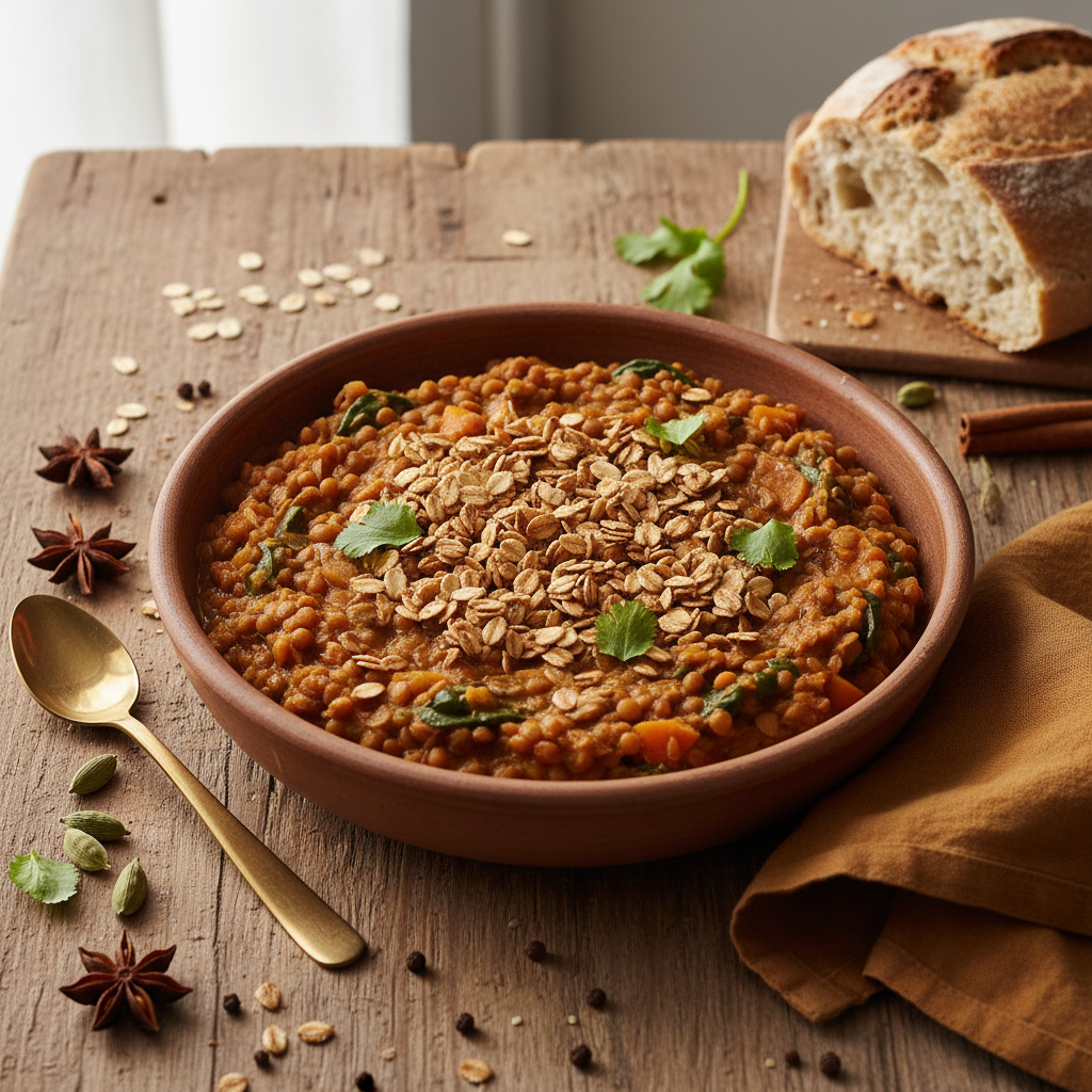 Curry de Lentilles à l'Avoine Croustillante