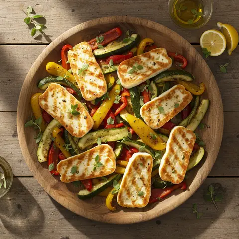 Gegrillter Halloumi mit mediterrane Zucchini