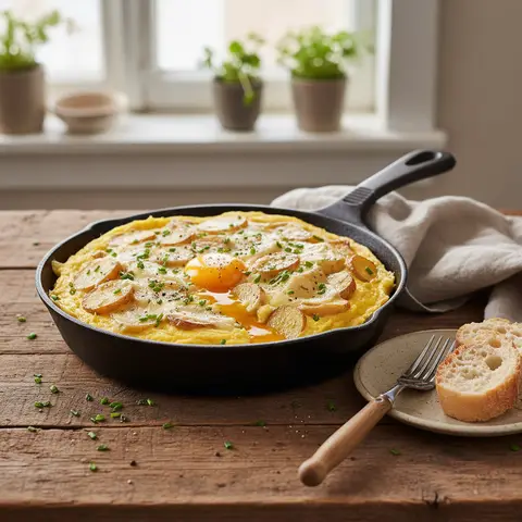 Herzhafte Omelette mit Kartoffeln und Käse