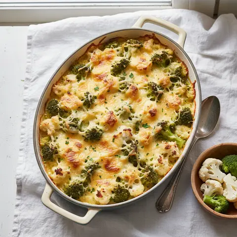 Gratin aus Brokkoli und Blumenkohl mit Käse