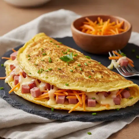 Ham and Cheese Omelette with Carrots