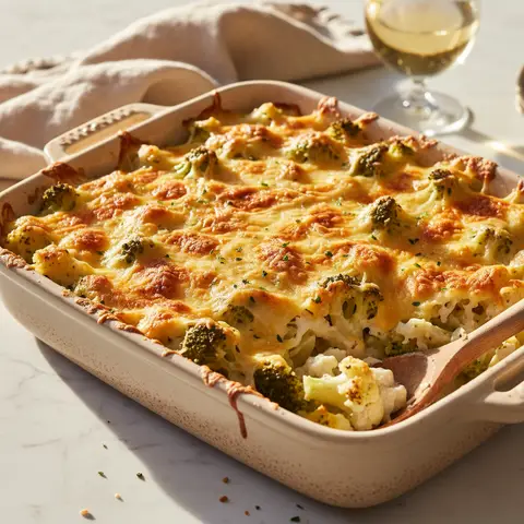 Brokkoli- und Blumenkohlgratin mit Gruyère