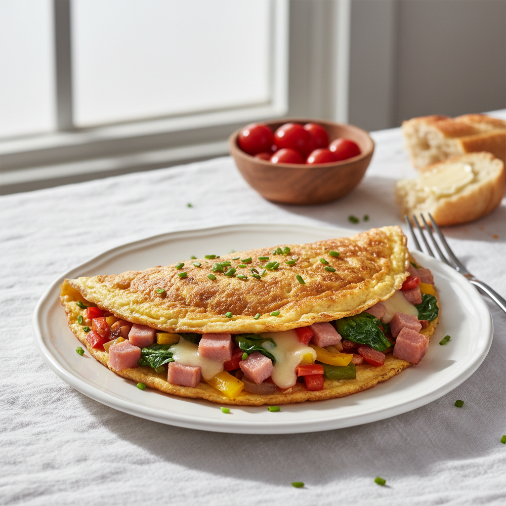 Omelette Jambon, Fromage et Légumes
