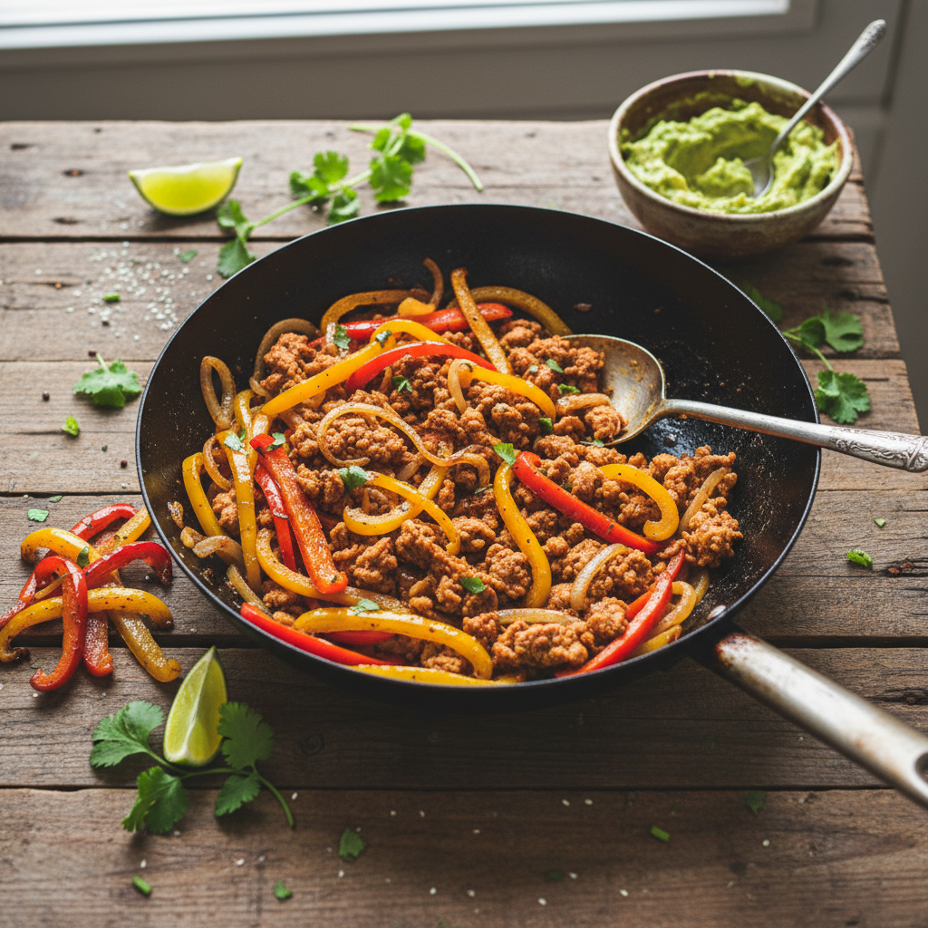 Fajitas de dinde au wok sans tortilla