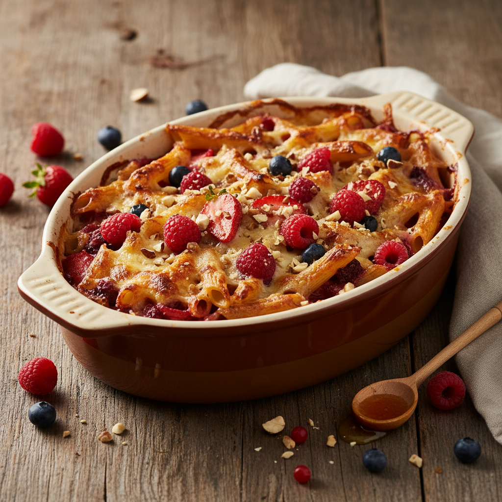 Gratin de Pâtes aux Fruits Rouges et Miel