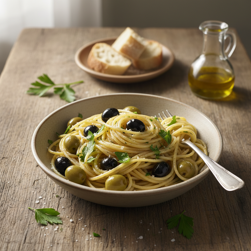 Pâtes aux Olives et Huile d'Olive