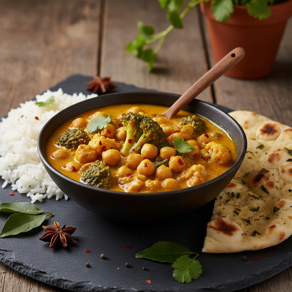Curry de pois chiches et brocoli