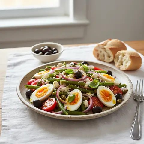 Vegetarian Niçoise Salad with Eggs and Feta