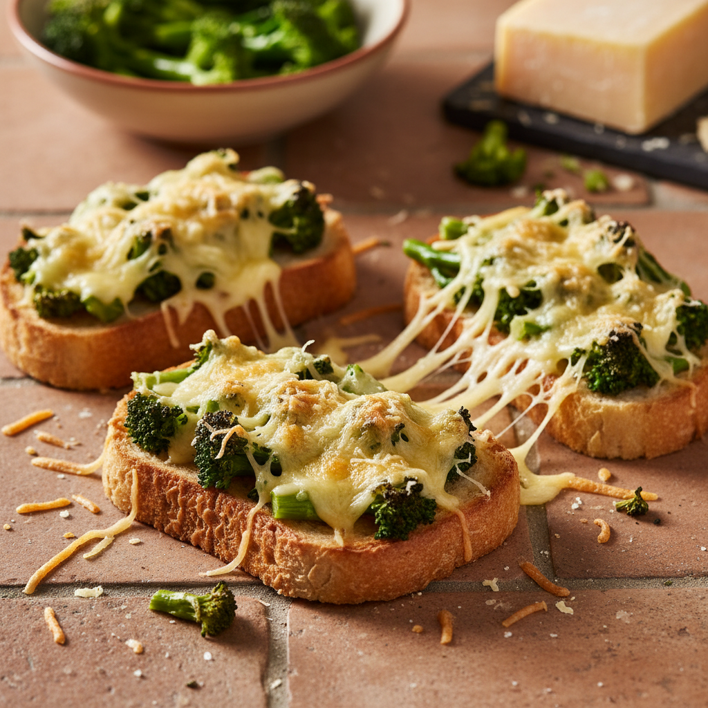 Tartines de Pain de Mie Gratinées Brocoli-Gruyère