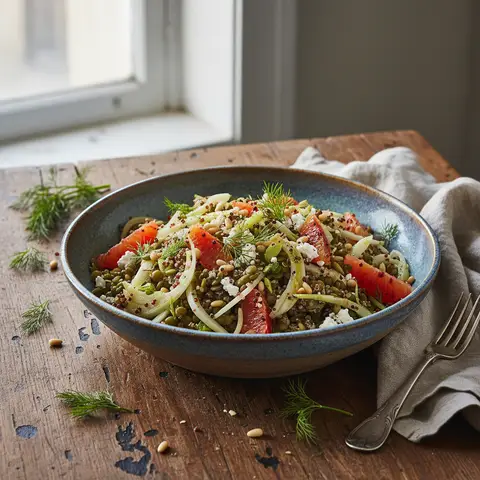 Warm Quinoa, Lentil and Fennel Salad