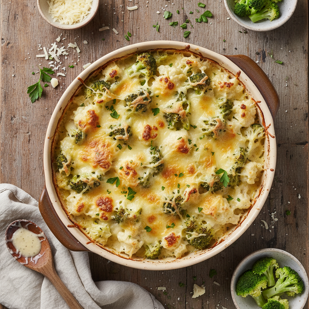 Gratin de Chou-fleur et Brocoli au Fromage