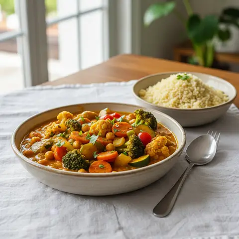 Vegetable Curry with Semolina
