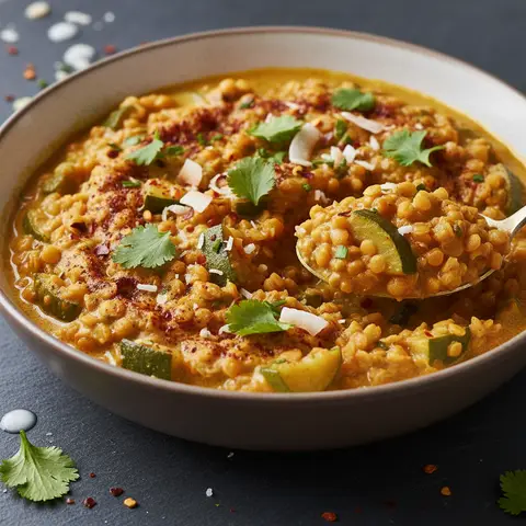 Curry aus Zucchini und roten Linsen