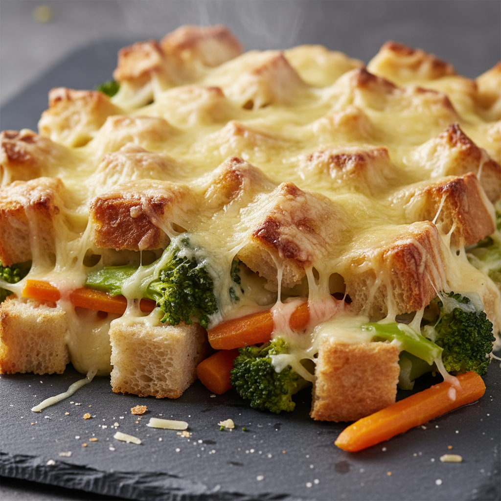 Gratin de Pain et Gruyère aux Légumes