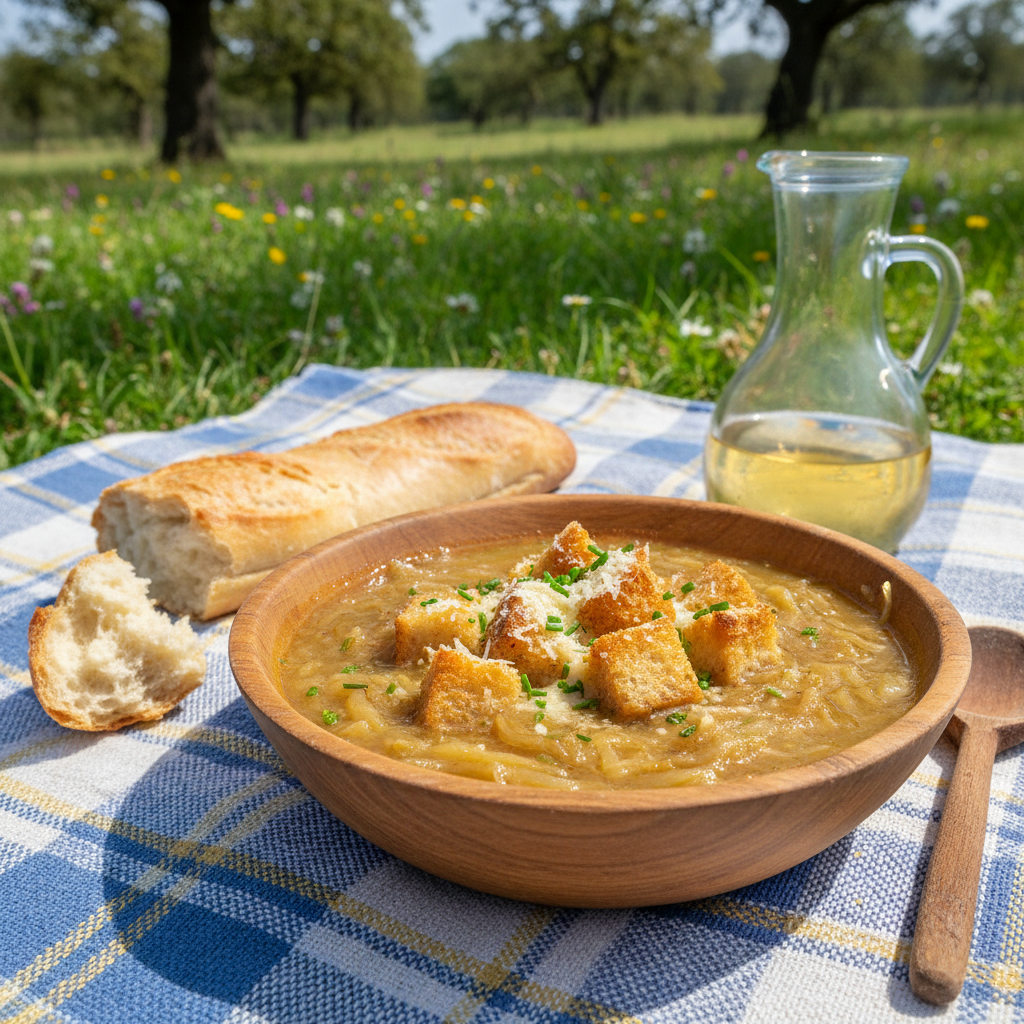Soupe Oignon et Farine Grillée