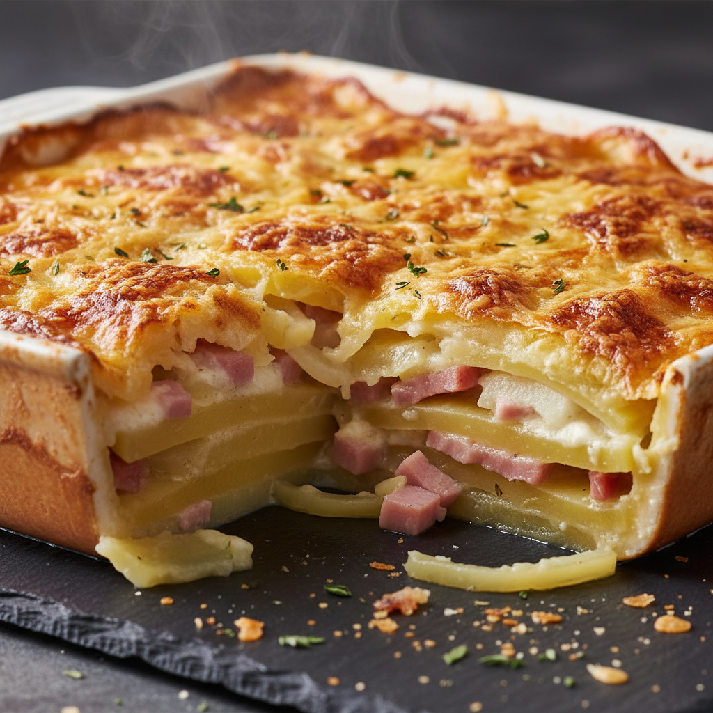 Gratin de pommes de terre et jambon