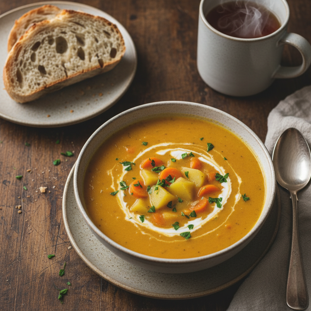 Soupe de pommes de terre et carottes