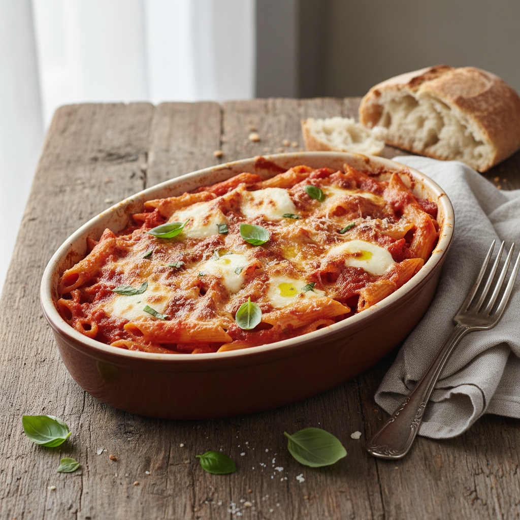 Gratin de Pâtes à la Tomate et Mozzarella