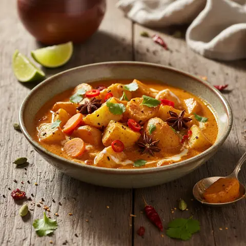 Asiatisches Curry mit Kartoffeln und Karotten