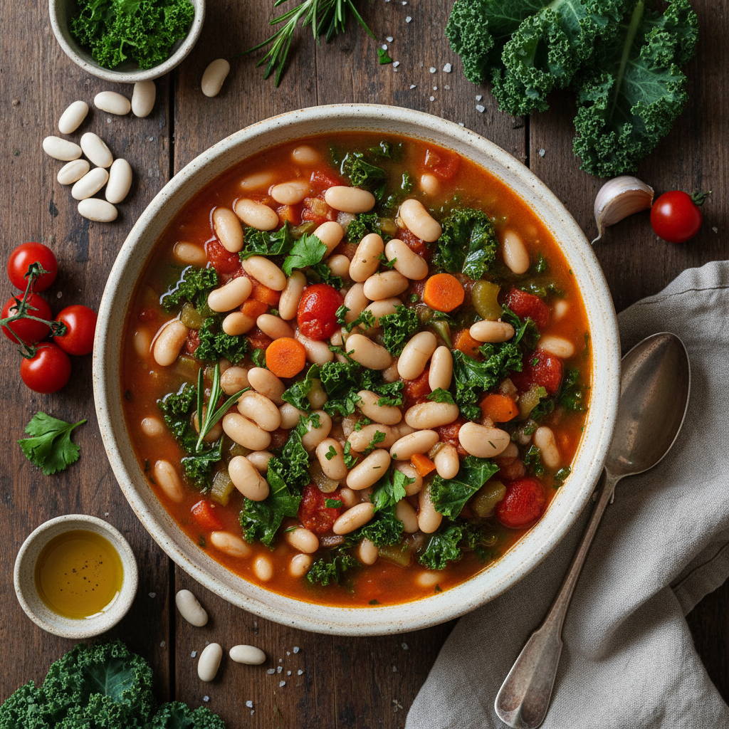 Minestrone aux haricots blancs et kale