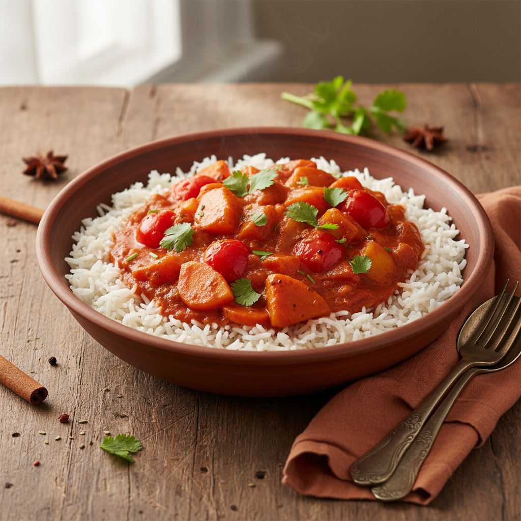 Curry Indien Végétarien aux Légumes et Riz