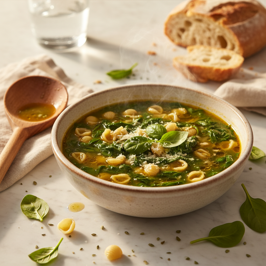 Soupe aux Épinards et Pâtes