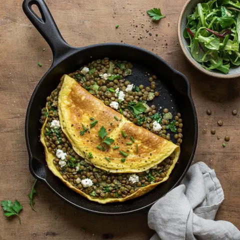 Omelette with Green Lentils