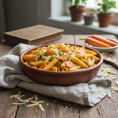 Penne mit Karotte und Gruyère